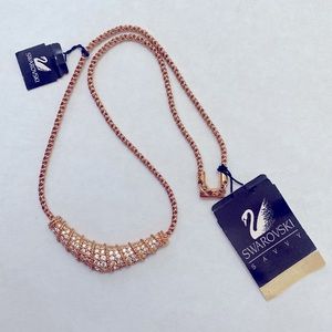 Vintage Swarovski Gold Plated Crystal Pave Necklace